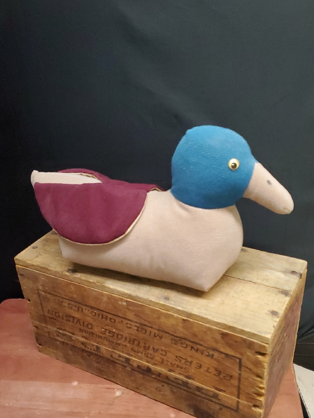 Vintage Farmhouse Quilted Weighted Corduroy Fabric Mallard Duck Doorstop - Picture 8 of 8
